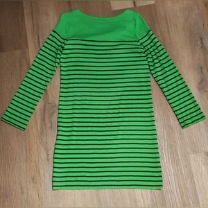 Gorgeous Jones New York Sport T-Shirt dress Sz M Green & Navy Stripe BIN H